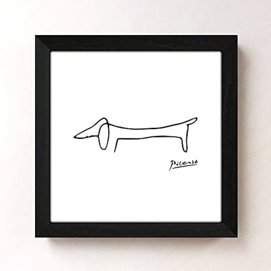 Amazon.co.jp: ピカソ 可愛い犬の絵 正方形アート フレーム付き